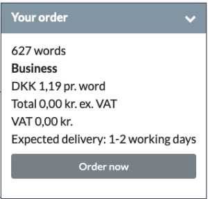 An example of price and delivery based on 627 words